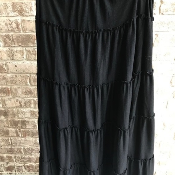 Black Tiered Maxi Skirt Beaded Lacy  Joe Benbasset - Picture 7 of 8
